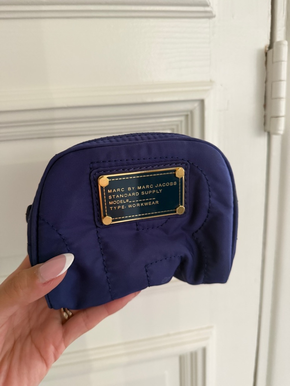 Marc by Marc Jacobs Deep Purple Quilted Coin Pouch with Gold Plaque
